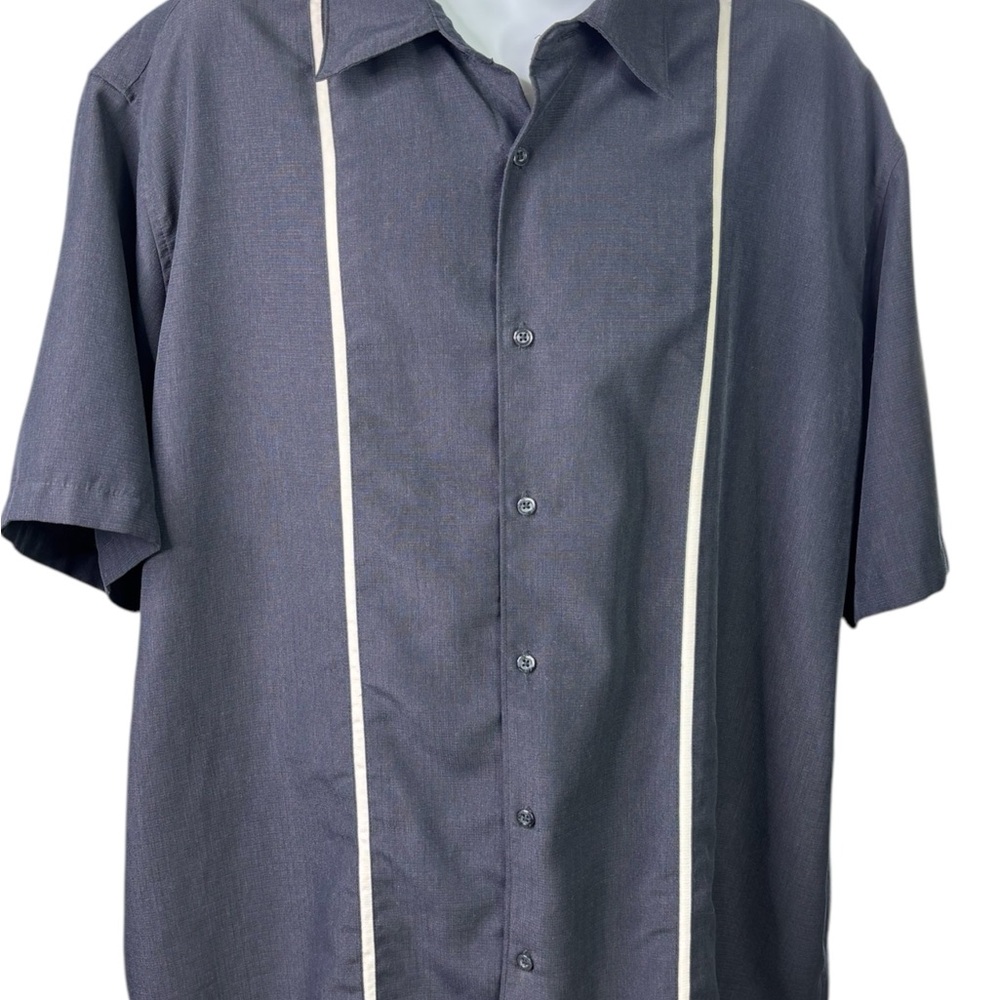 2XL Men’s Black Cafe Luna Short Sleeve Retro Bowling Style Button Shirt — 012